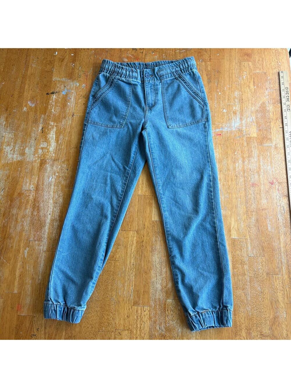 Kids Denim Jogger Pants Elastic Waist Tapered Youth S Fits Like 25X25 Blue
